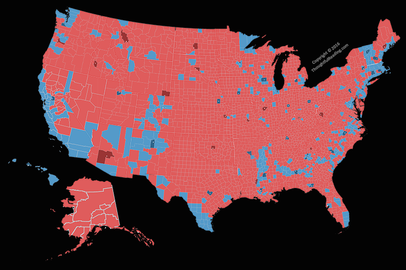 2016 USA Presidential Voting Map By County Red Blue