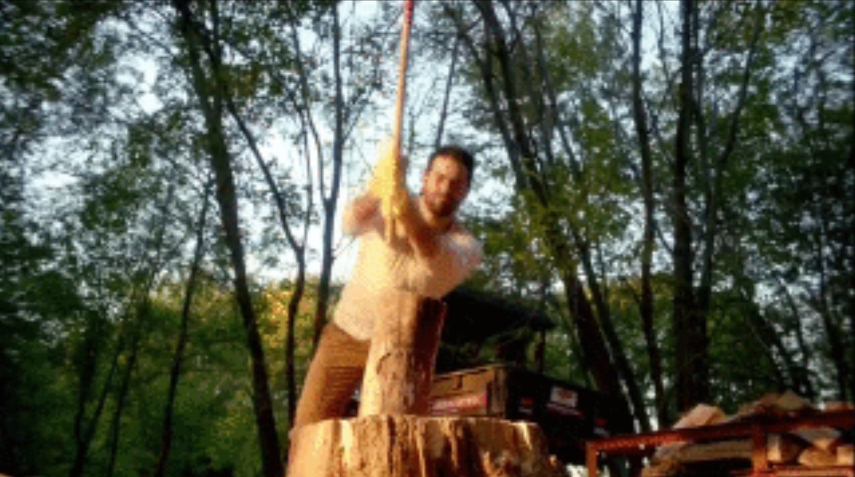 man chopping wood